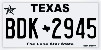 TX license plate BDK2945