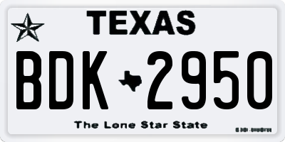 TX license plate BDK2950