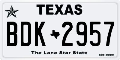 TX license plate BDK2957