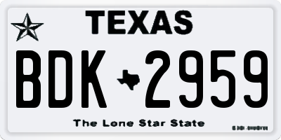 TX license plate BDK2959