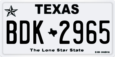 TX license plate BDK2965