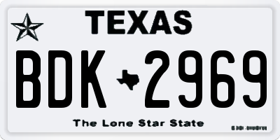 TX license plate BDK2969