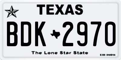 TX license plate BDK2970