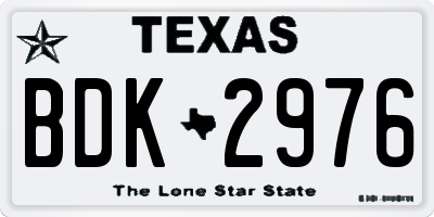 TX license plate BDK2976