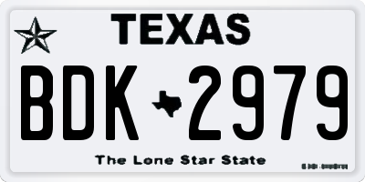 TX license plate BDK2979