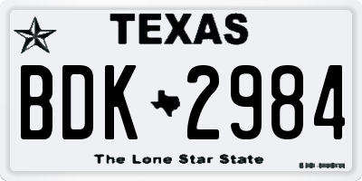 TX license plate BDK2984