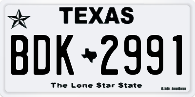 TX license plate BDK2991