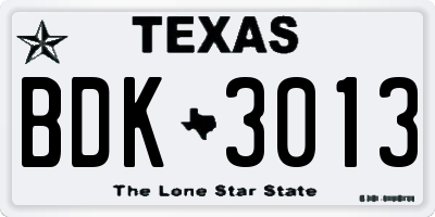 TX license plate BDK3013