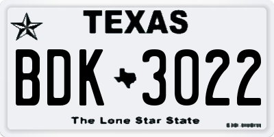 TX license plate BDK3022