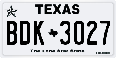 TX license plate BDK3027