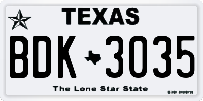 TX license plate BDK3035