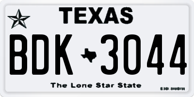 TX license plate BDK3044
