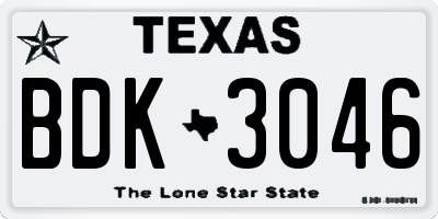 TX license plate BDK3046