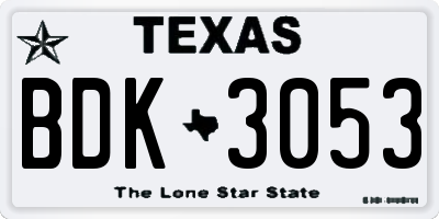 TX license plate BDK3053