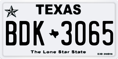 TX license plate BDK3065