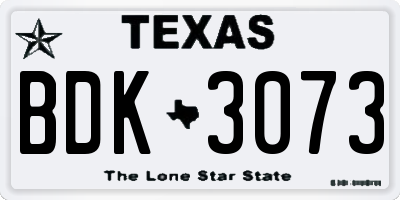 TX license plate BDK3073