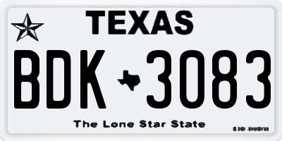 TX license plate BDK3083