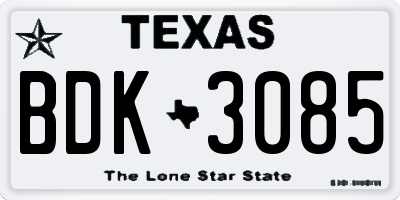 TX license plate BDK3085
