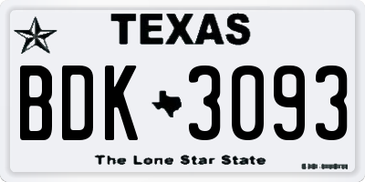 TX license plate BDK3093