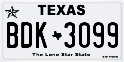 TX license plate BDK3099