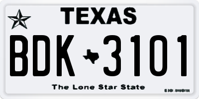TX license plate BDK3101
