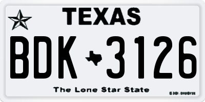TX license plate BDK3126