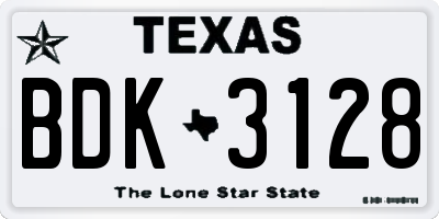 TX license plate BDK3128