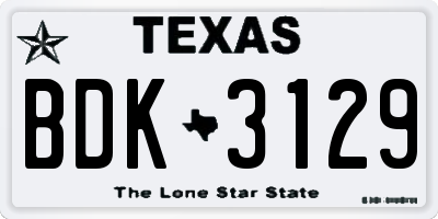 TX license plate BDK3129