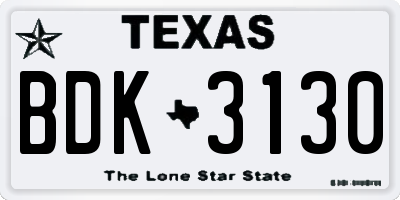 TX license plate BDK3130