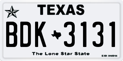 TX license plate BDK3131