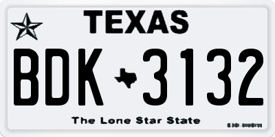 TX license plate BDK3132