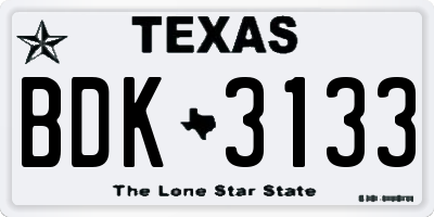 TX license plate BDK3133