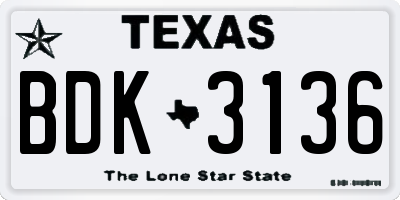 TX license plate BDK3136