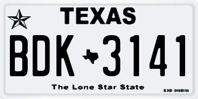 TX license plate BDK3141