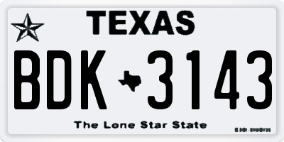 TX license plate BDK3143