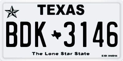 TX license plate BDK3146