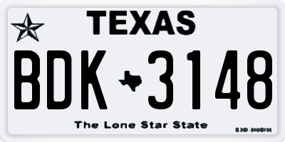 TX license plate BDK3148