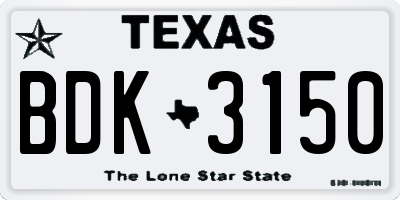 TX license plate BDK3150