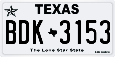 TX license plate BDK3153