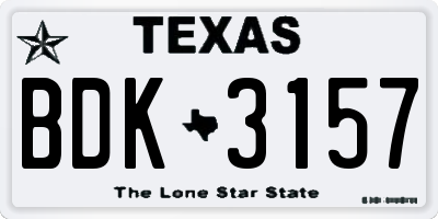 TX license plate BDK3157