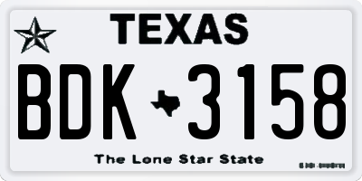 TX license plate BDK3158