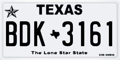 TX license plate BDK3161