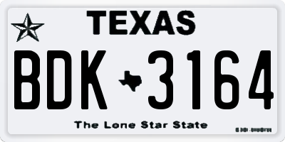 TX license plate BDK3164