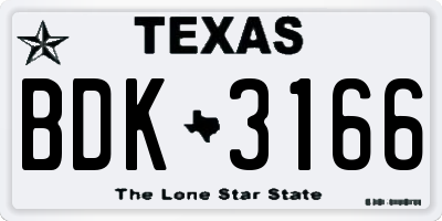 TX license plate BDK3166
