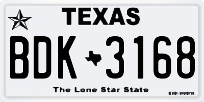TX license plate BDK3168