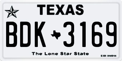TX license plate BDK3169