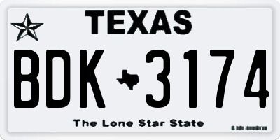TX license plate BDK3174