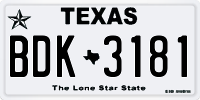 TX license plate BDK3181