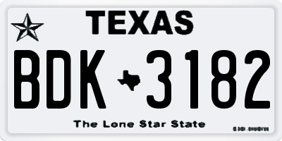 TX license plate BDK3182