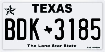 TX license plate BDK3185